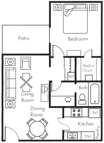 Biltmore on the Lake in Phoenix, Arizona 1x1 C Floor Plan